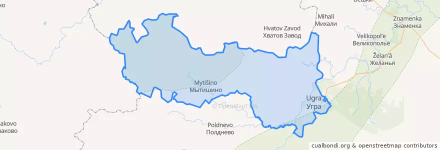 Mapa de ubicacion de Угранское сельское поселение.