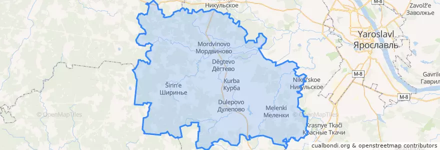 Mapa de ubicacion de Курбское сельское поселение.