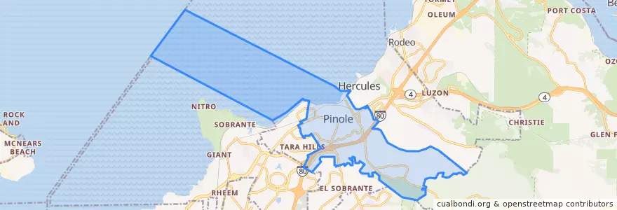 Mapa de ubicacion de Pinole.
