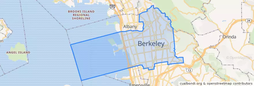 Mapa de ubicacion de Berkeley.