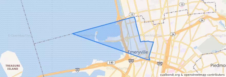 Mapa de ubicacion de Emeryville.