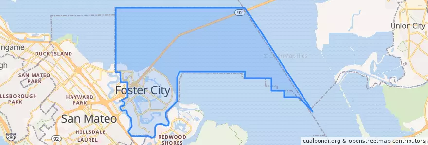 Mapa de ubicacion de Foster City.