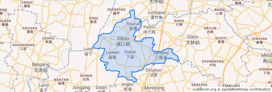 Mapa de ubicacion de 溪口鄉.