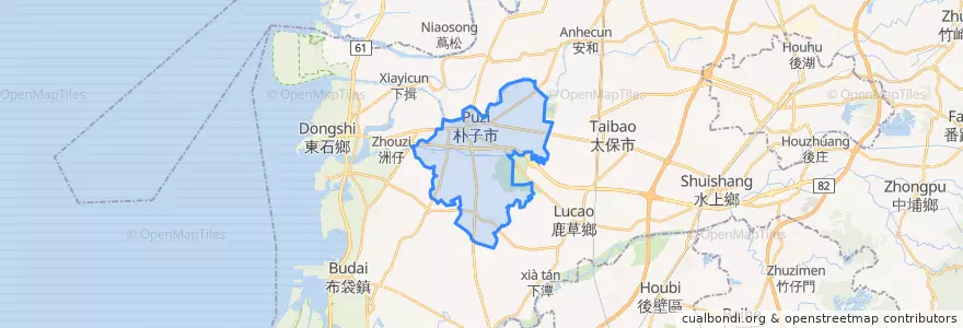 Mapa de ubicacion de 朴子市.