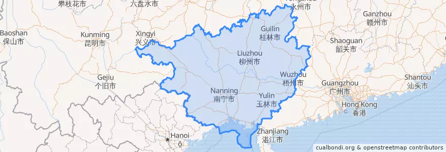 Mapa de ubicacion de 广西壮族自治区.