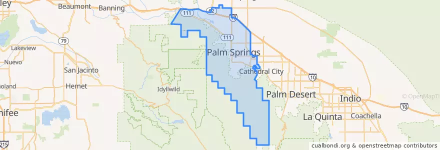 Mapa de ubicacion de Palm Springs.
