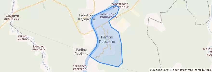 Mapa de ubicacion de Парфинское городское поселение.