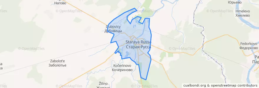 Mapa de ubicacion de городское поселение Старая Русса.