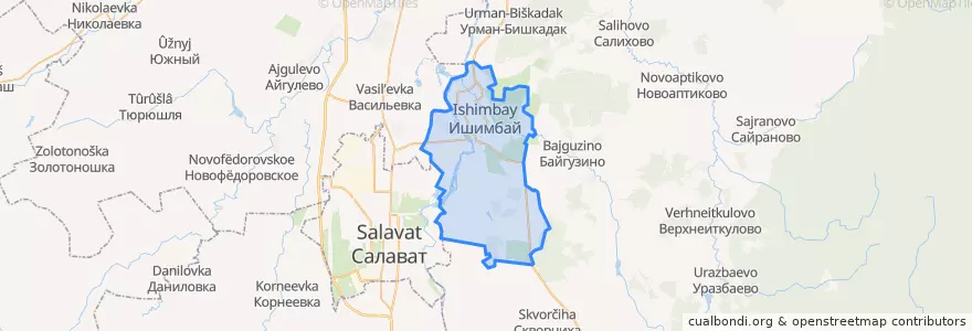 Mapa de ubicacion de городское поселение Ишимбай.