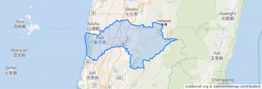 Mapa de ubicacion de Landkreis Chiayi.