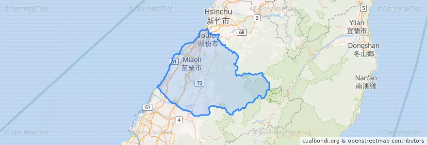 Mapa de ubicacion de Miaoli County.