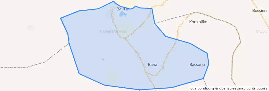 Mapa de ubicacion de Bana.