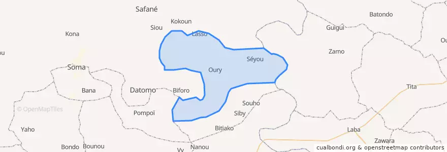 Mapa de ubicacion de Oury.