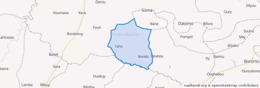 Mapa de ubicacion de Yaho.