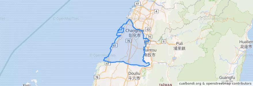 Mapa de ubicacion de Comté de Changhua.