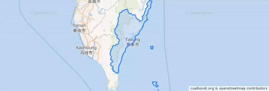 Mapa de ubicacion de Condado de Taitung.