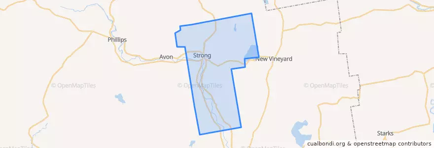 Mapa de ubicacion de Strong.