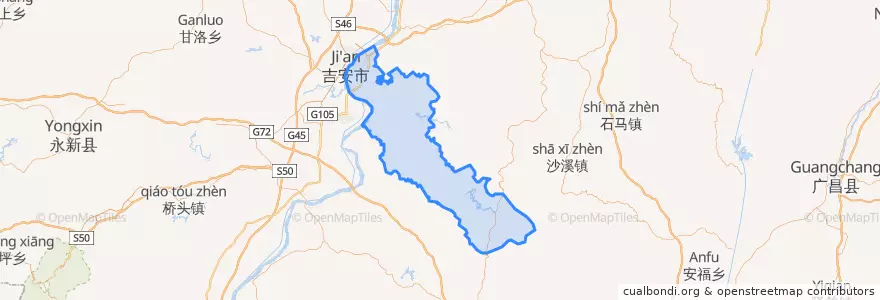 Mapa de ubicacion de 青原区 (Qingyuan).