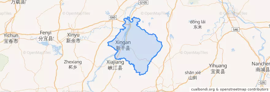 Mapa de ubicacion de Xin'gan County.
