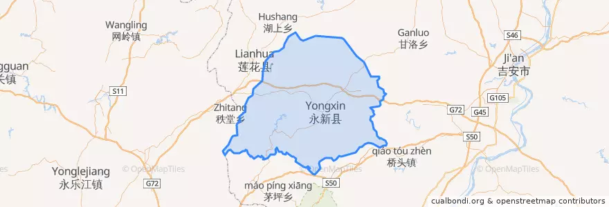 Mapa de ubicacion de 永新县 (Yongxin).