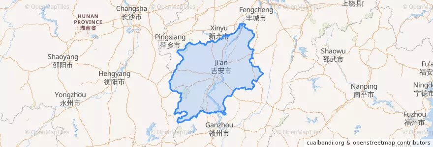 Mapa de ubicacion de 吉安市.