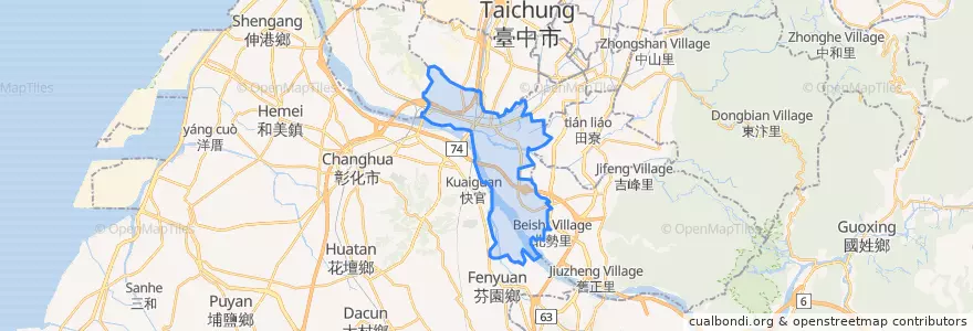 Mapa de ubicacion de 烏日区.