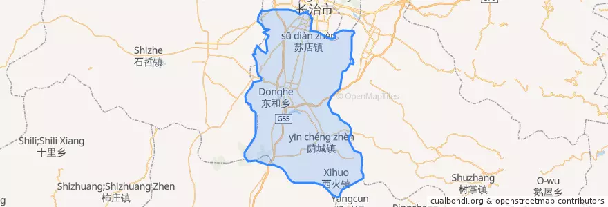 Mapa de ubicacion de 上党区.