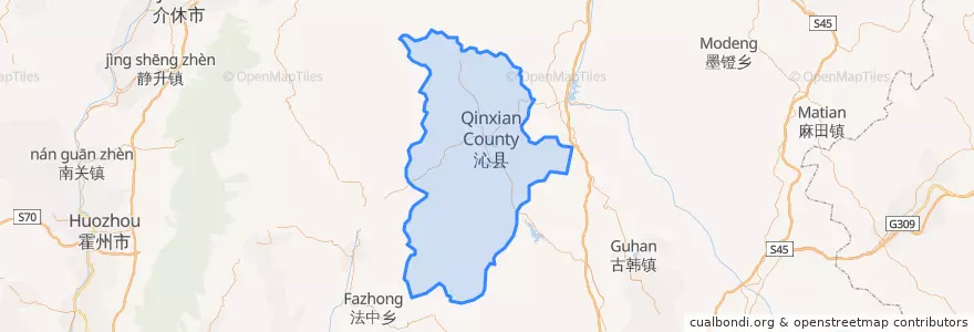 Mapa de ubicacion de Qin County.