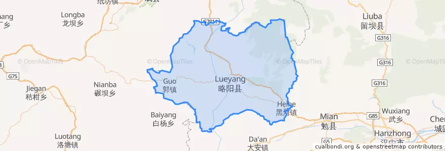 Mapa de ubicacion de Lueyang County.