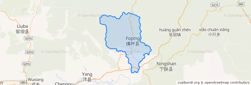 Mapa de ubicacion de 佛坪县 (Foping).