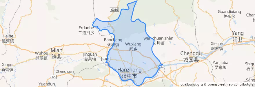 Mapa de ubicacion de 汉台区 (Hantai).