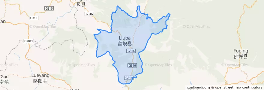 Mapa de ubicacion de 留坝县 (Liuba).