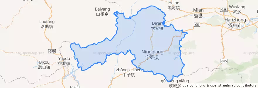 Mapa de ubicacion de Ningqiang County.