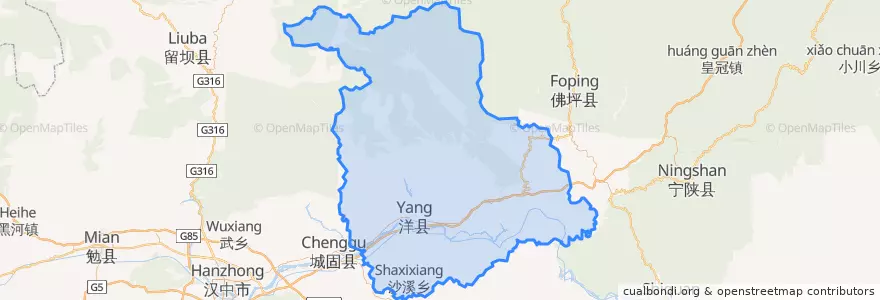 Mapa de ubicacion de 洋县 (Yang).