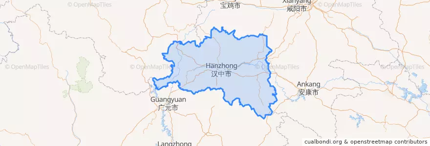 Mapa de ubicacion de 漢中市.