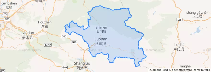 Mapa de ubicacion de 洛南县 (Luonan).