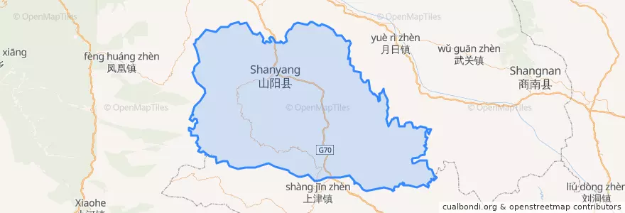 Mapa de ubicacion de 山阳县 (Shanyang).