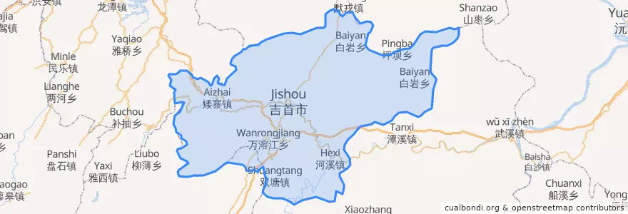 Mapa de ubicacion de 吉首市.