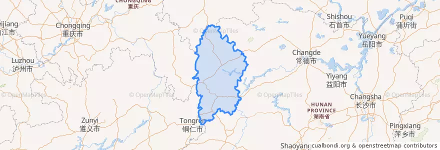 Mapa de ubicacion de 湘西土家族苗族自治州.