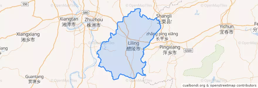 Mapa de ubicacion de 醴陵市.