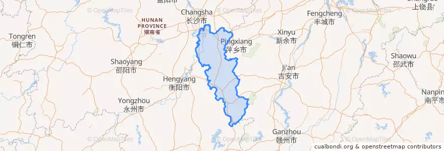 Mapa de ubicacion de Zhuzhou City.