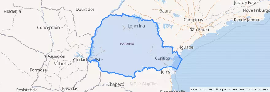 Mapa de ubicacion de Estado de Paraná.