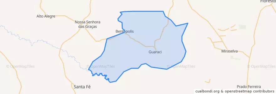 Mapa de ubicacion de Guaraci.
