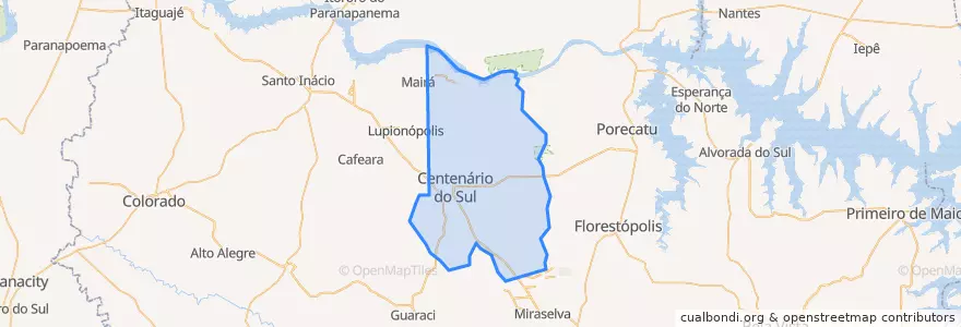 Mapa de ubicacion de Centenário do Sul.
