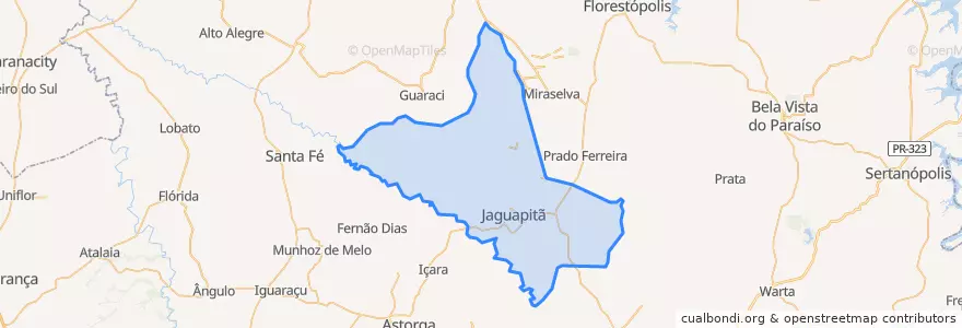 Mapa de ubicacion de Jaguapitã.