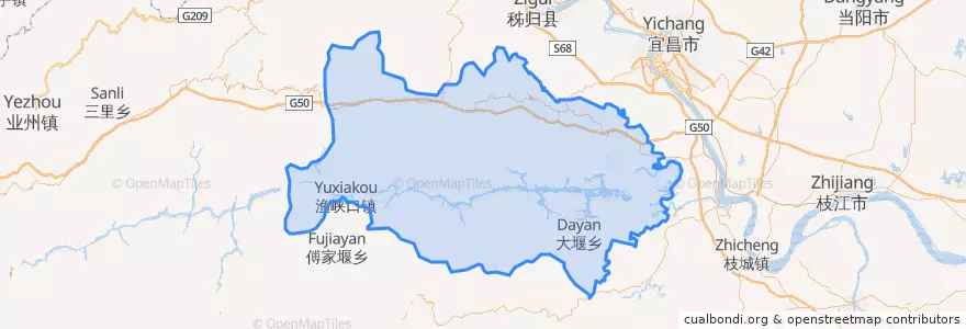 Mapa de ubicacion de Changyang Tujia Autonomous County.