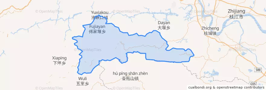 Mapa de ubicacion de 우펑 투자족 자치현.