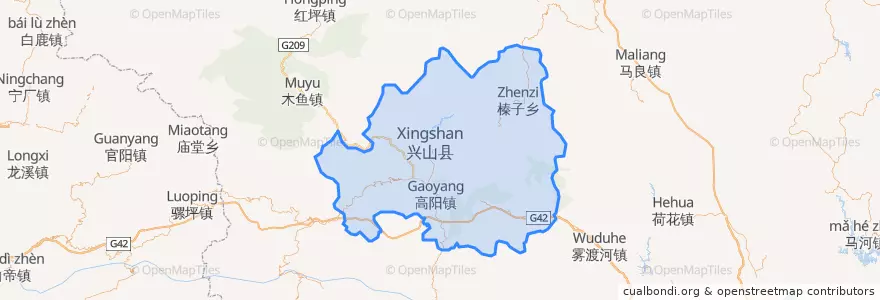 Mapa de ubicacion de 興山県.
