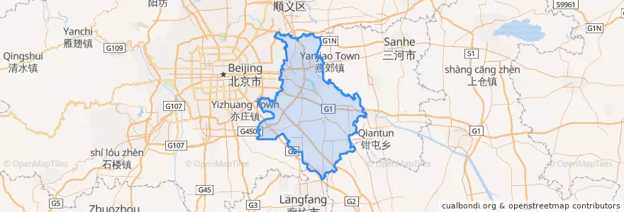 Mapa de ubicacion de Tongzhou District.