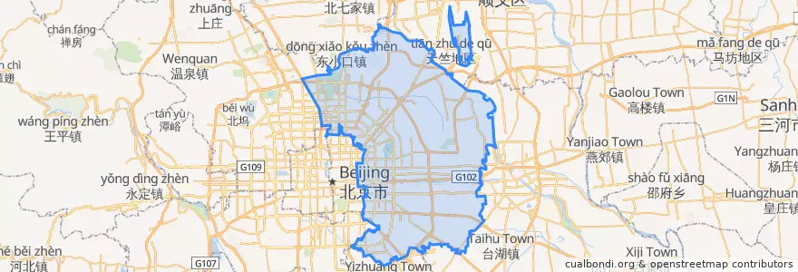 Mapa de ubicacion de Chaoyang District.